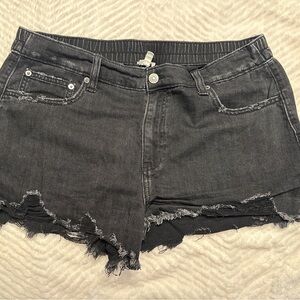 Aerie Distressed Black Denim Shorts